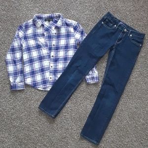 Girl's 2-piece bundle Flannel with Levi's Jeans